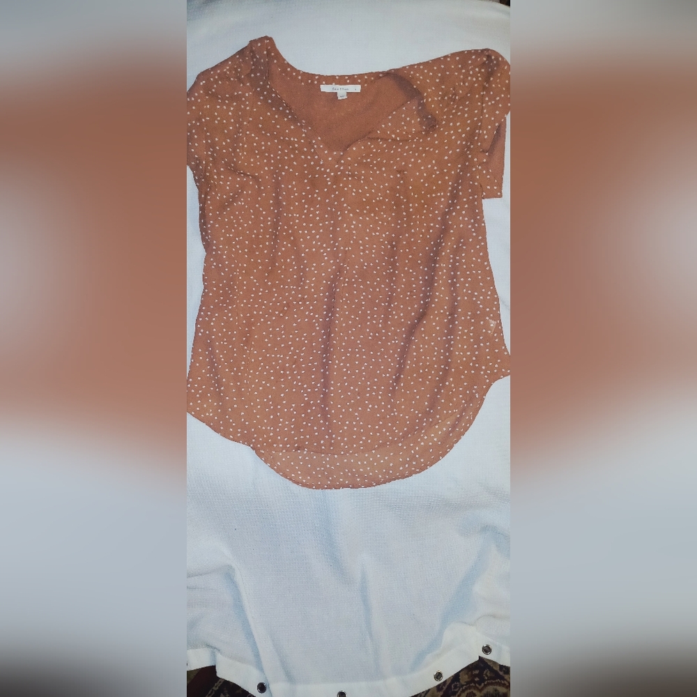 Fun 2 Fun Brown Polka Dot Blouse